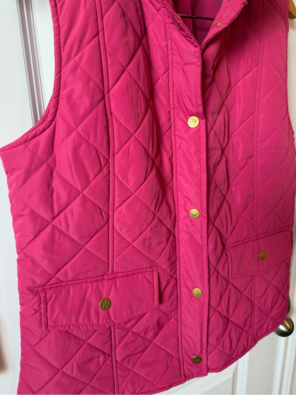 Tory Burch Fuchsia Quilted Vest with Gold Accents - Picture 4 of 7